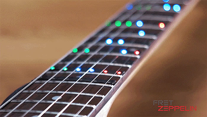 Learning to play guitar with fiber optic LEDs